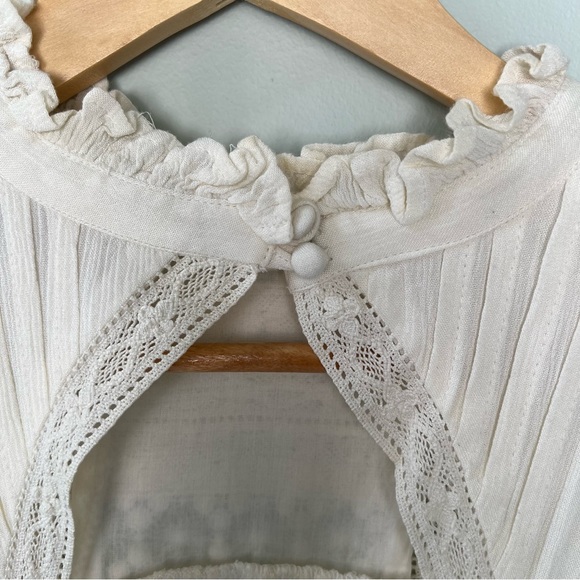 Anthropologie Flowy Long Tank Ruffle Collar &‎ Lace Detailing Ivory Size … - Picture 8 of 8